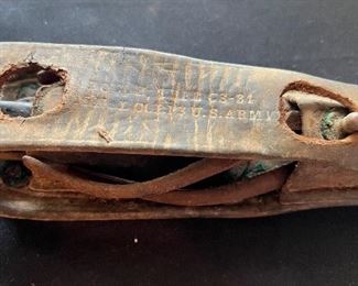 Army signature on leather scabbard 