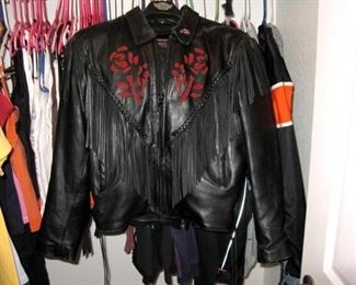 Heavy Leather Harley Jacket w/Boone Frill