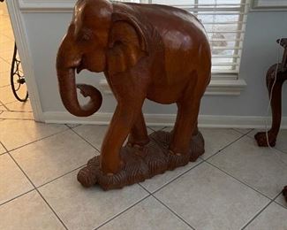 3’ carved Teakwood elephant 