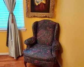 Paisley wing back chair
