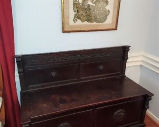 Chinese carved storage bench 