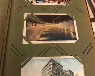 Leather bound period postcard album with 50 antique cards featuring New York. Will be offered auction style at the live stream sale. 