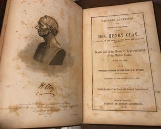 Civil War piece - 1852 book with the obituary address of The Honorable Henry Clay, Clay was the architect of the compromise of 1850 that failed and as a result, the civil war began.