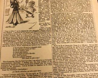 Punch was a satirical British magazine featuring early cartoons with over exaggerated features. This style of illustration carried into many of the popular Victorian era trade cards of “big heads” and “spinsters”. More info: https://magazine.punch.co.uk/p/a-brief-history
On Tuesday night, we’re offering four annuals of the publication 1873, 1883, 1884 and 1885.