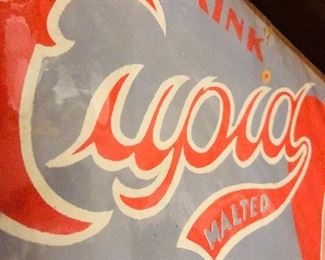 Behold, an original paperboard Cupid Chocloate Malted Dairy Drink Sign going up for your consideration on Tuesday evening with a reasonable reserve. 

You may have seen a similar version as this sign was reworked and reproduced in tin as a decor item in modern times on account of its amazing graphics but nothing compares to how breathtaking the original is. 

This sign is often incorrectly attributed to the 1930s. It is more likely to have been created in 1909-1910 on account of the construction of the sign, the typeface and print style and the fact the Westchester Bottling Wks of New Rochelle, NY was in bankruptcy by 1911 on account of overextending themselves with expansion plans the years previous. 

If you’re a Victorian era paper collector, a beverage sign collector, an antique Valentine enthusiast or into quackery, this is an excellent piece to add to your collection. Measures 22”x14.25” - some stippling bottom left and worn to rounded corners from age. It’s currently plastic wra