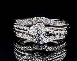 GIA Certified Canadian 0.70ctw Round Diamond Multi-Band Estate Ring in 18k White Gold