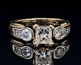 Gorgeous 1.30 Carat Diamond Custom Estate Ring in 14k Two-Tone Gold