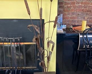 Mid century cattail metal sculpture. Compromised by sitting on a porch for years : (