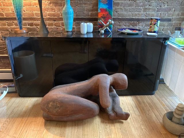 Mid Century statue and 1980's high quality sideboard