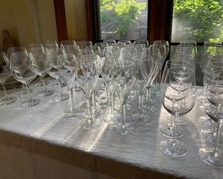 Great and large amount of glass and crystal glasses of every variety
