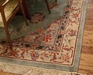 Rug is 7' 8" W x 10' L (not including fringe)