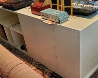 Large Custom Built Entertainment/Storage Unit with Speakers with Built-In Speakers on Each End