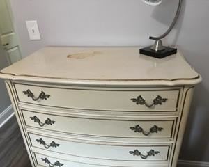 Top of dresser has cleanable stain - we just didn't have time to do so