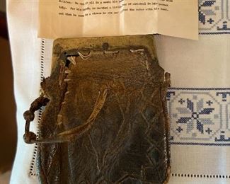 Early Leather Bag interesting note found inside