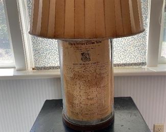 Ballot Box with copy of old ballot attached made into an interesting lamp