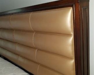 King bed, with "leather" headboard