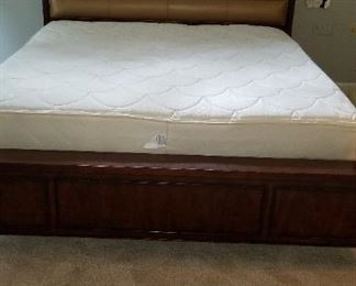 King bed, with "leather" headboard