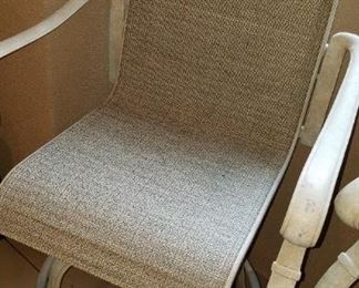 mesh fabric chairs and matching bar on wheels