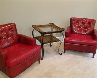 pair mid century chairs