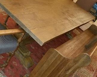 large dining table, with upholstered chairs and bench seating, Kensington Table by Arhaus Furniture