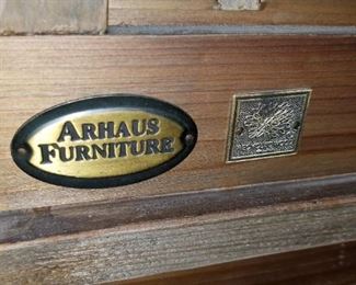 large dining table, with upholstered chairs and bench seating, Kensington Table by Arhaus Furniture