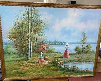 French Impression Oil on Canvas Signed B. Paulson