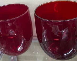Large Ruby Red Art Glass Vases