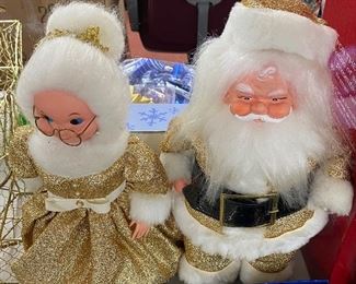 Vintage Mr. and Mrs. Claus in Gold Suits