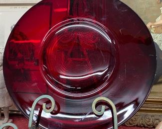 Ruby Red Art Glass Platter