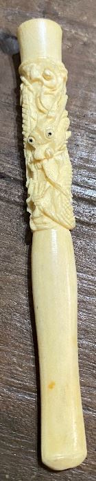 Carved Bone Dragon Cigarette Holder