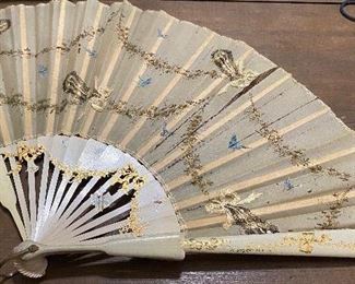Large Wooden and Silk Fan