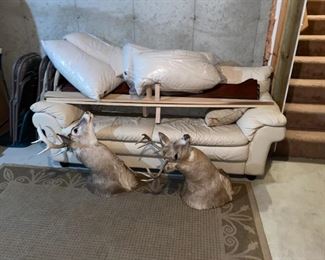 Off White Leather Love Seat