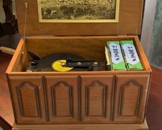 RARE!  Working, beautiful Thorens music box with ten discs each plays different tunes.  