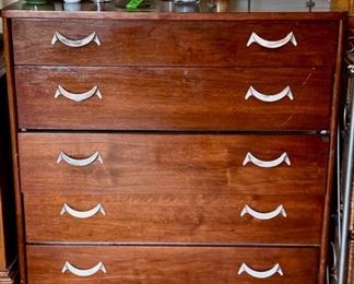 Wood on metal framed dresser.  Was used in a local hospital.