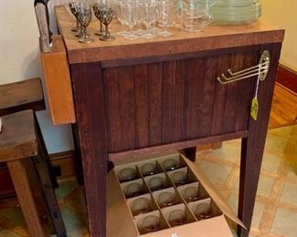 Butcher block with attached knife holder.