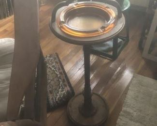 vintage ash tray w/amber glass