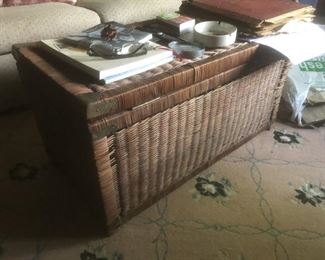 wicker storage table