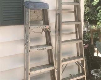 aluminum step ladders  6'  &  8'; also extension ladders