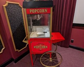 Popcorn machine and antique stand $300