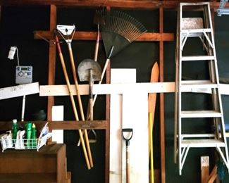 Ladders, shovels, rakes, etc