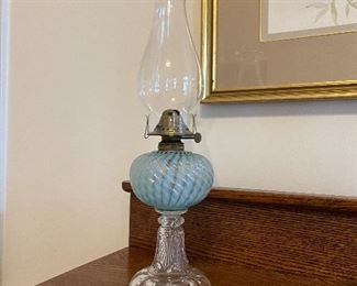 Vintage blue oil lamp