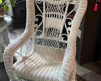 Mint condition 1910s Heywood Wakefield Wicker Highback Chair 