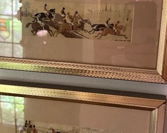 Pair of 19th century Stevengraph hunting scenes…Thomas Stevens