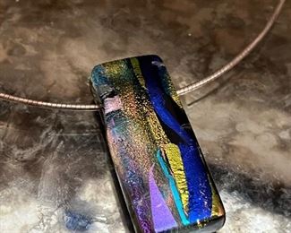 Murano Venini large pendant on sterling rope 