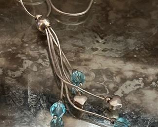 Sterling and 14KT lariat necklace with blue topaz briolettes