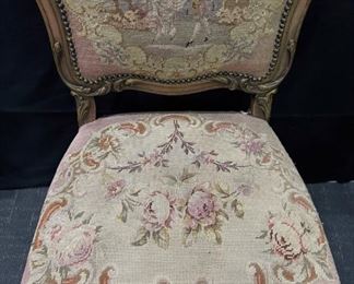 Stunning 19th C Louis Philippe parlor chair with original French Aubusson tapestry 