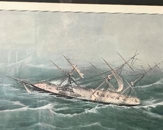 Antique hand tinted engravings