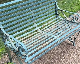 Antique heavy iron bench