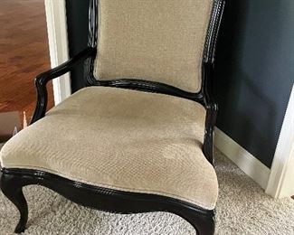 Ebony gloss oversized French modern arm chair by Nancy Corzine 