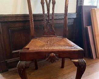 THE FINEST antique Georgian Chippendale rush seat dining chairs…set of six…truly fine antiques